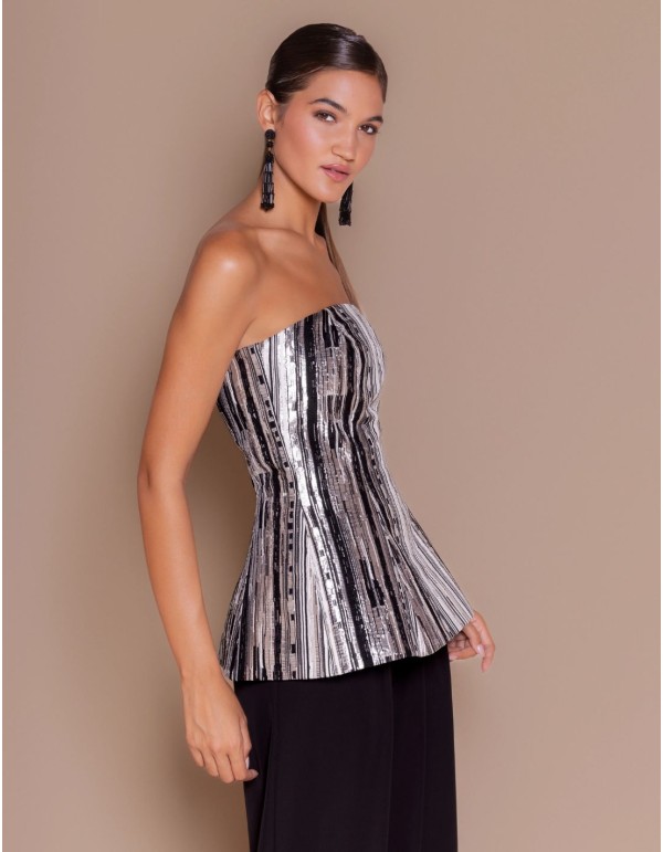 Haut à encolure bustier avec détail péplum