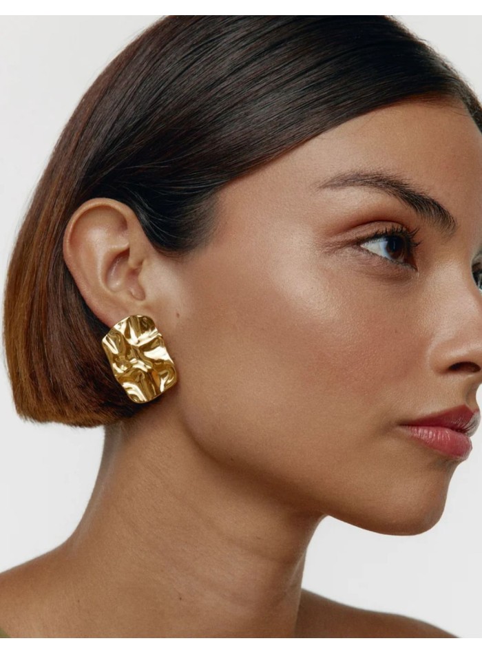 Pendientes de acero martillado irregular con...
