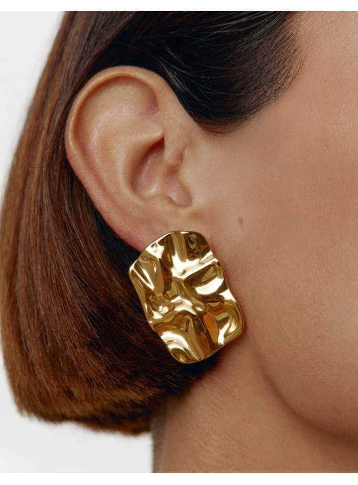 Pendientes de acero martillado irregular con...