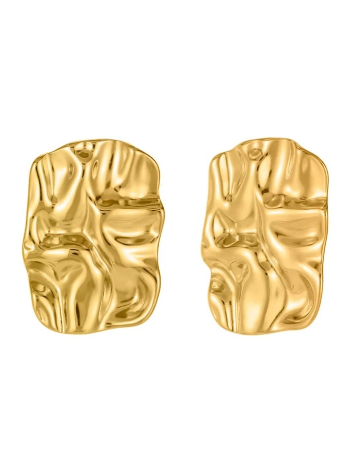 Pendientes de acero martillado irregular con...