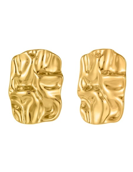 Pendientes de acero martillado irregular con baño de oro