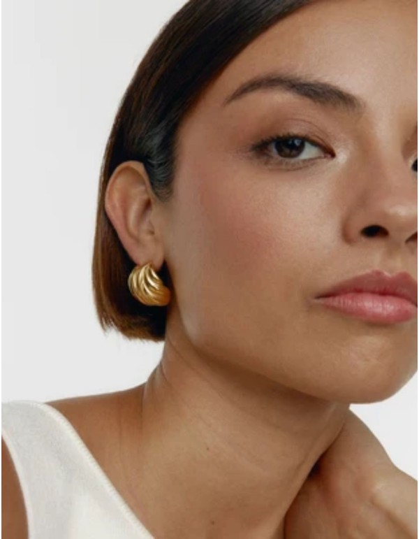 Gold-plated interlocking steel earrings