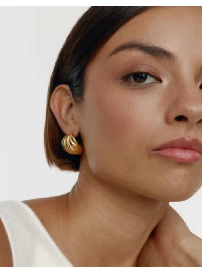 Gold-plated interlocking steel earrings