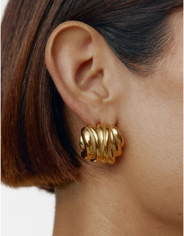 Gold-plated interlocking steel earrings 2