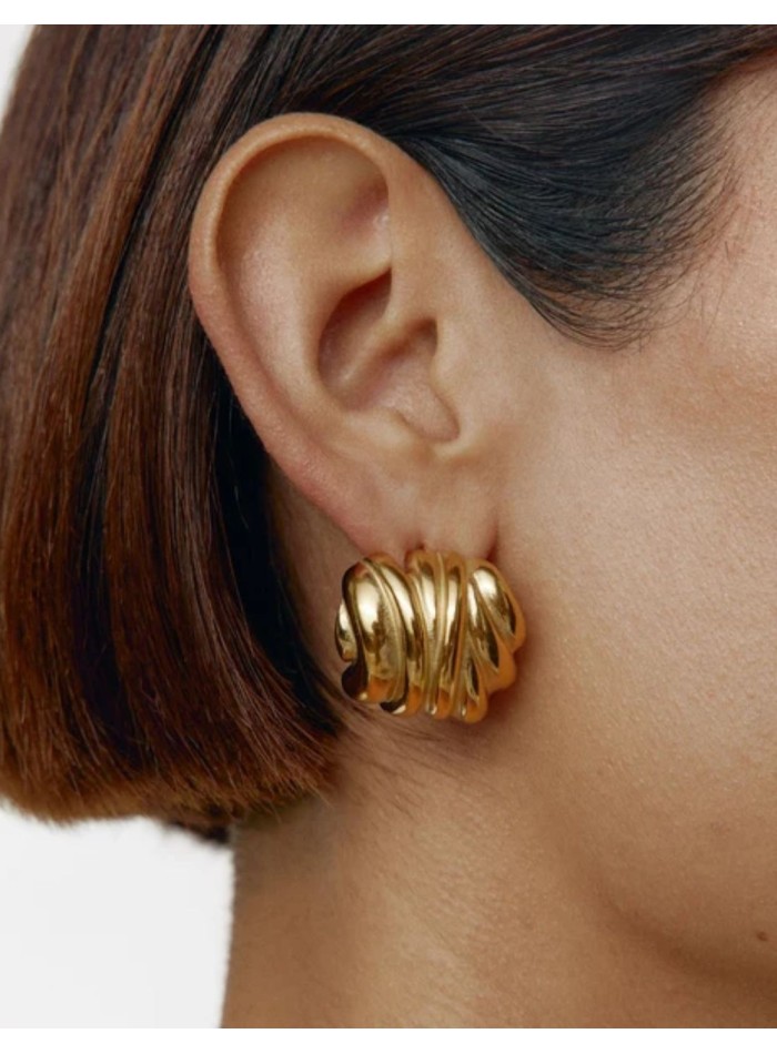Gold-plated interlocking steel earrings