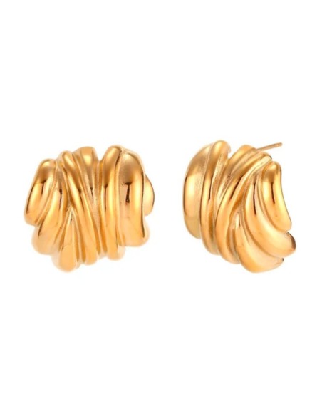 Gold-plated interlocking steel earrings