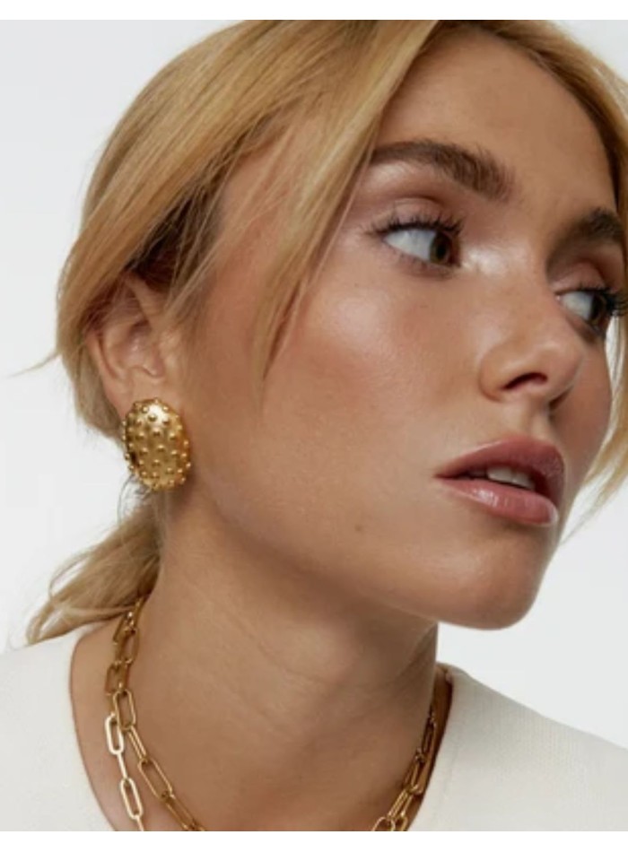 Gold-plated steel button-shaped earrings
