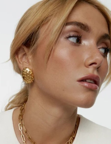 Gold-plated steel button-shaped earrings