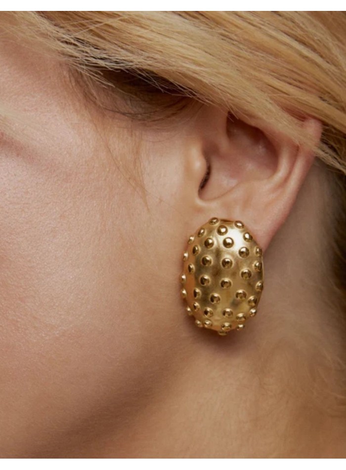 Gold-plated steel button-shaped earrings