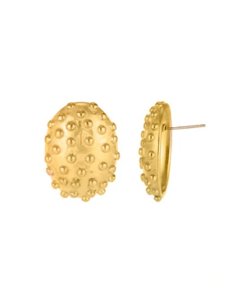 Gold-plated steel button-shaped earrings