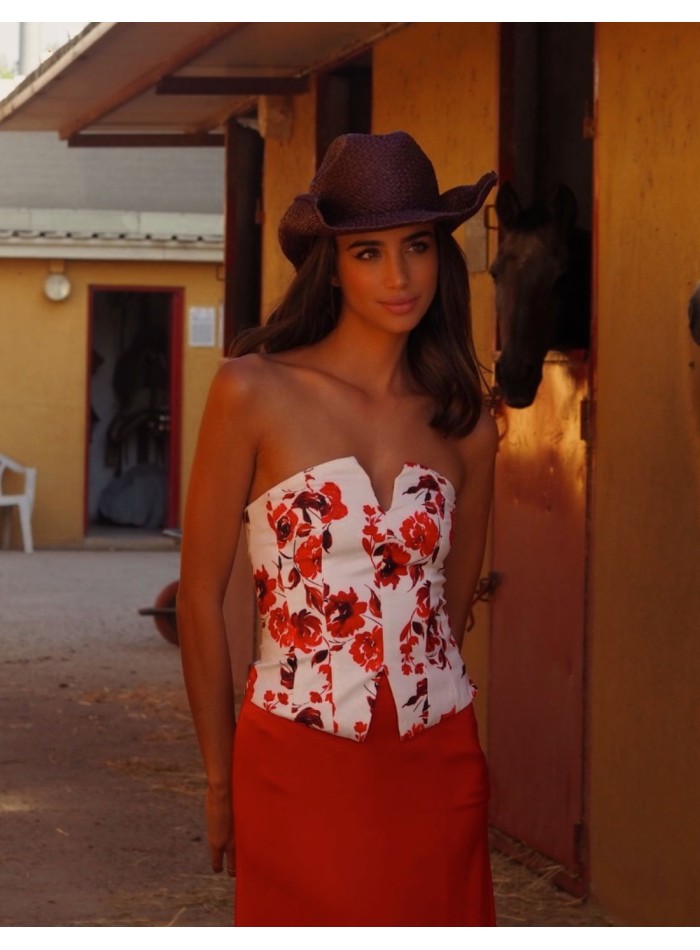 Ensemble composé d'un haut bustier à imprimé...