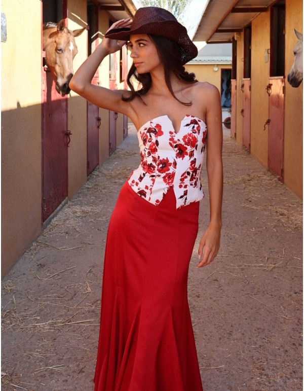 Ensemble composé d'un haut bustier à imprimé floral et...