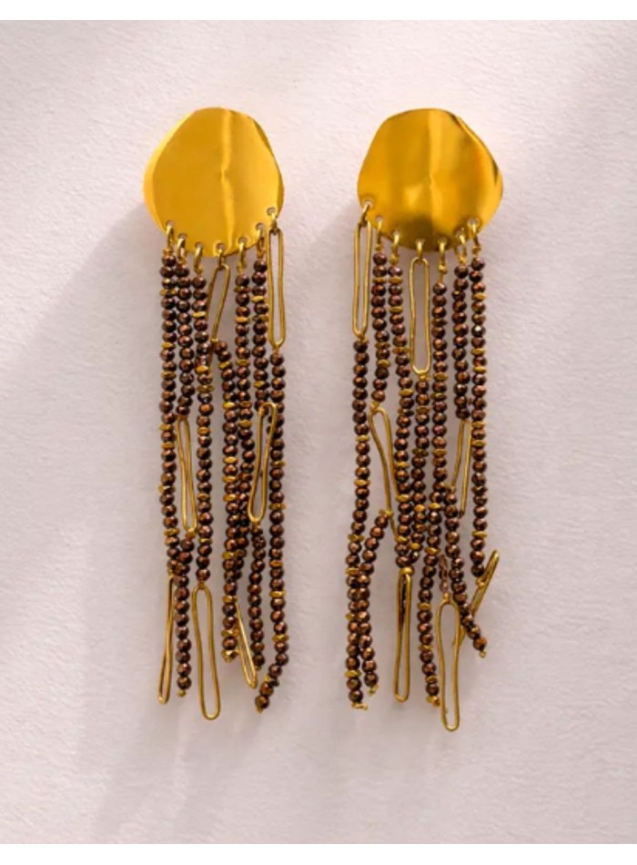 Boucles d'oreilles dorées en acier avec des...