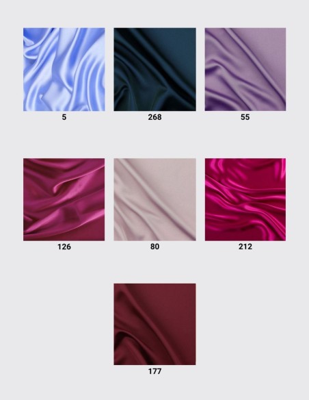 Long dress with a satin-like finish and a draped neckline