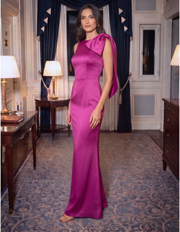 Robe longue en tissu structuré, avec un nœud amovible 2