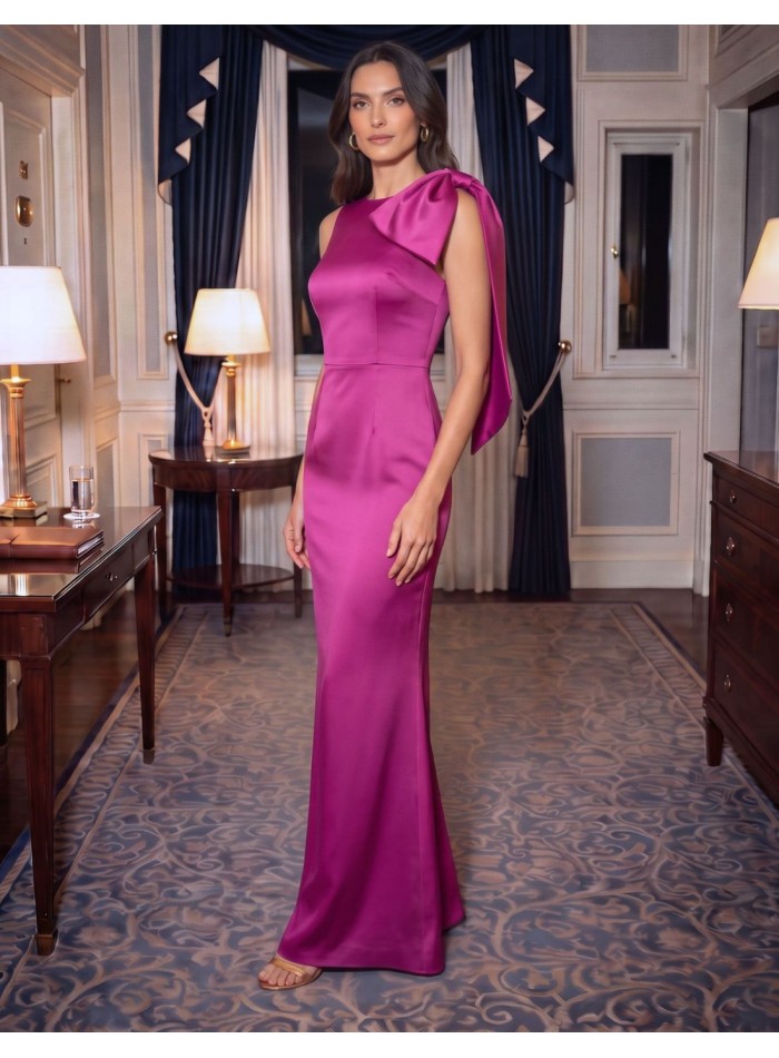 Robe longue en tissu structuré, avec un nœud...