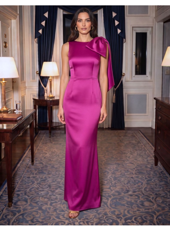 Robe longue en tissu structuré, avec un nœud...