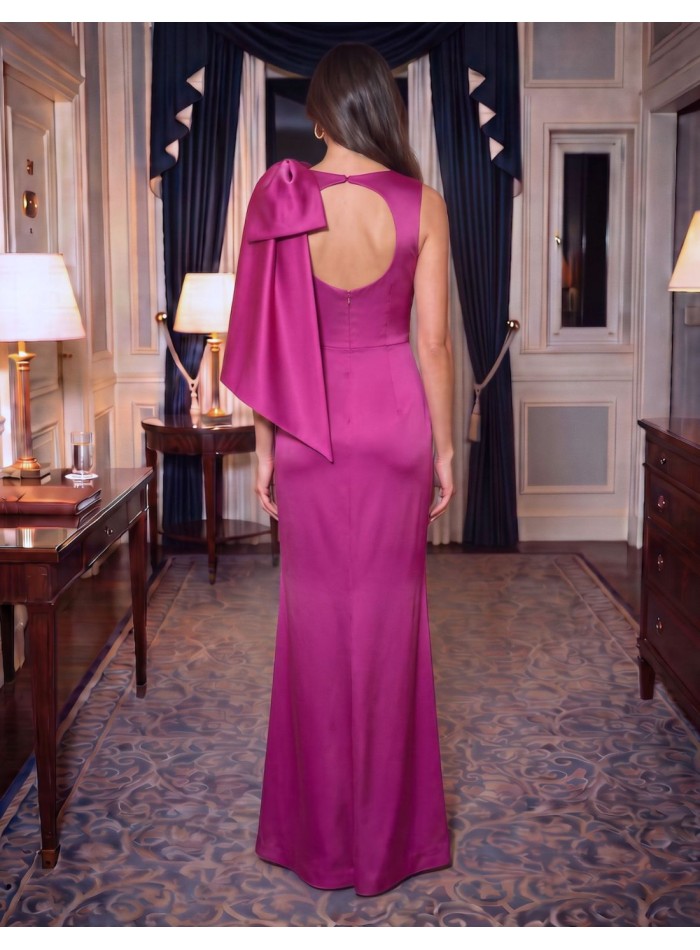 Robe longue en tissu structuré, avec un nœud...
