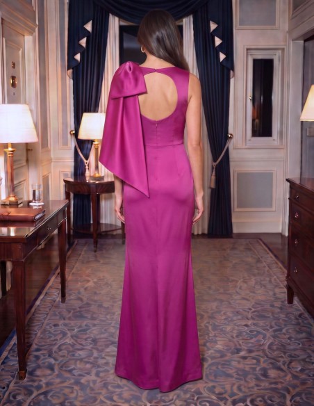 Robe longue en tissu structuré, avec un nœud amovible