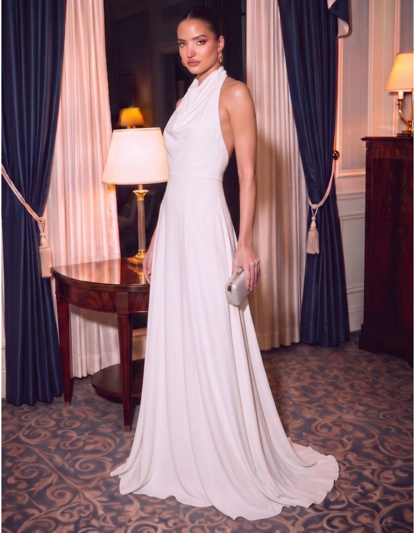 Robe longue à encolure halter et dos nu 2