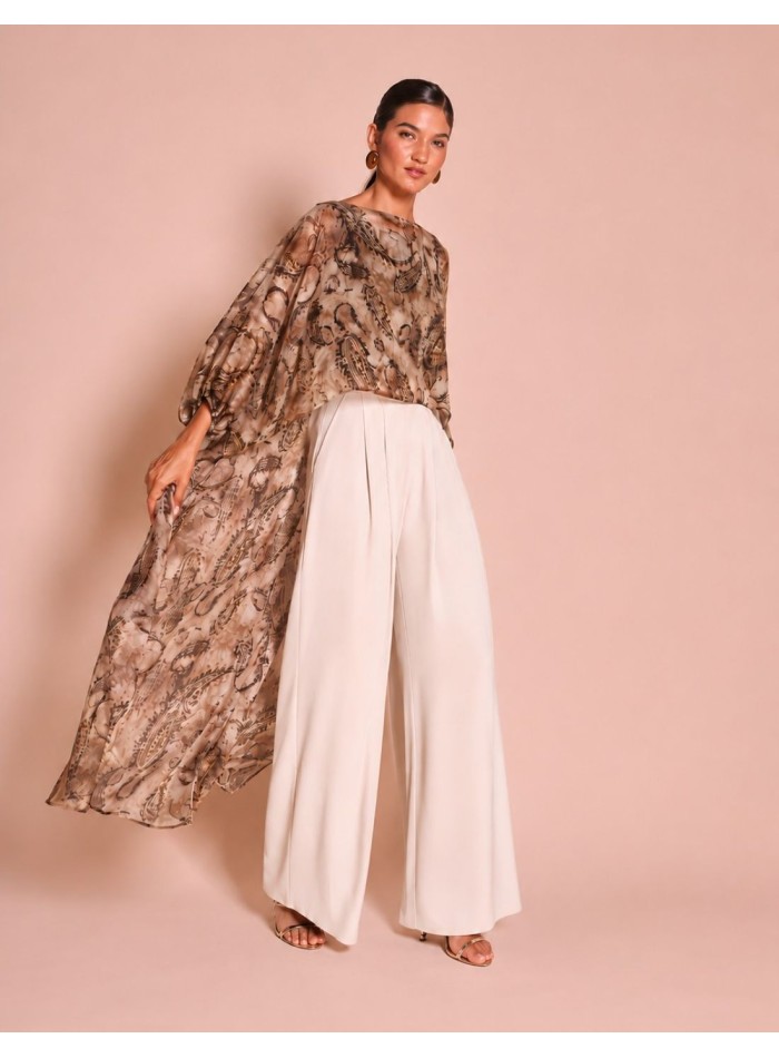 Long, asymmetrical blouse with a boat neck