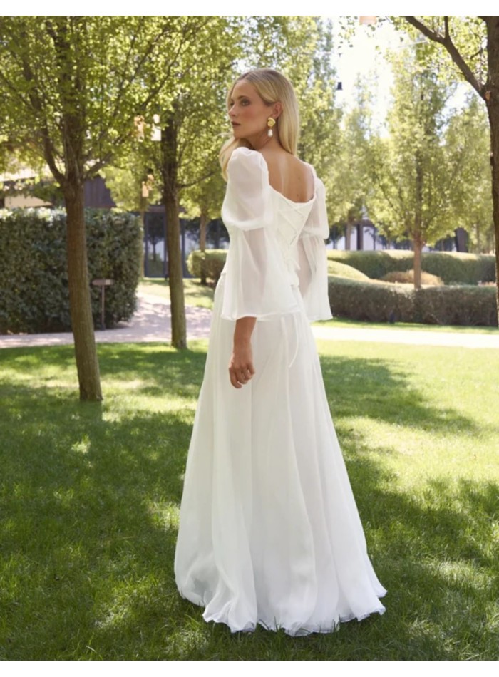 Jupe de mariée en mousseline à volants et...
