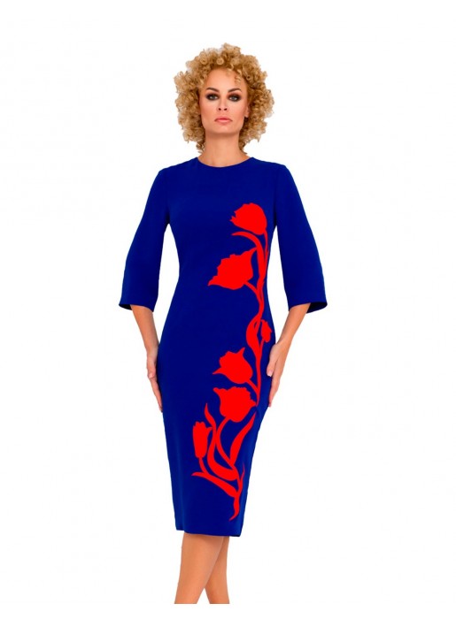 Midi cut cocktail dress with tulip design by Nuribel Collection