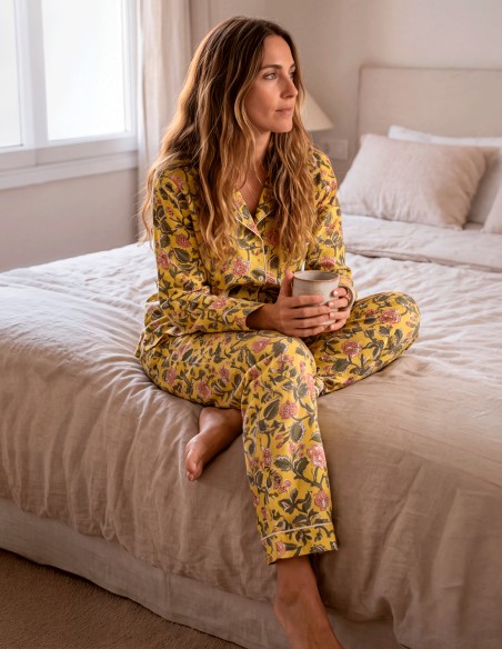 Un pyjama à fleurs rayonnant de lumière