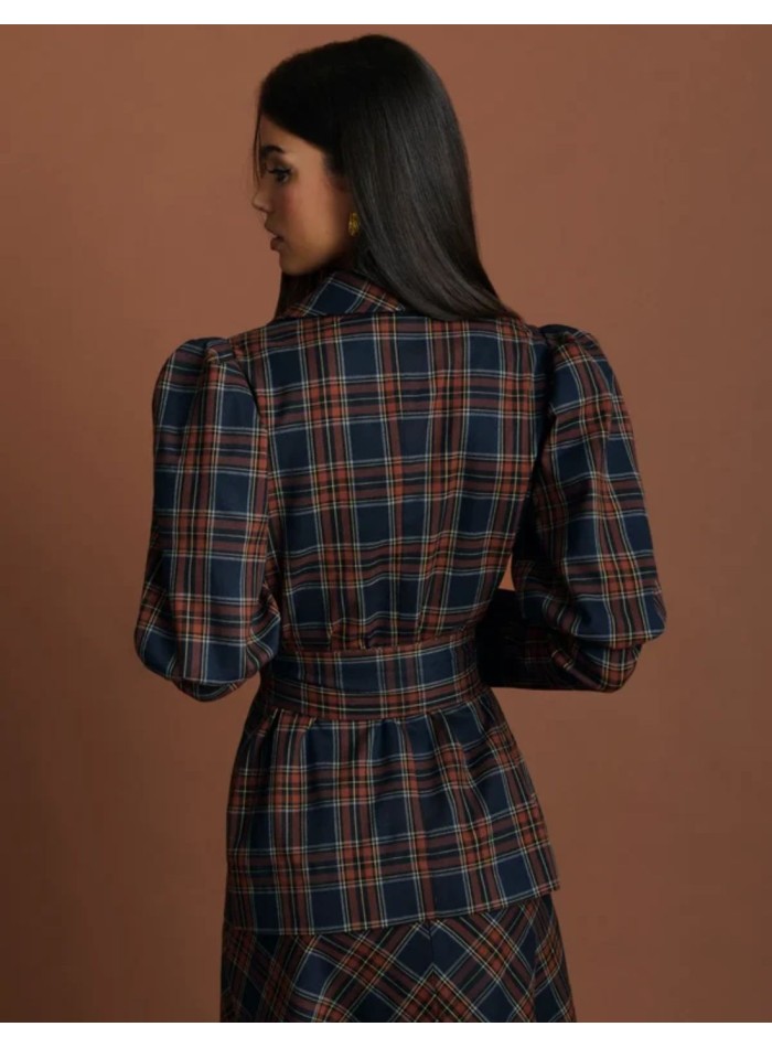 Veste en sergé tartan à la coupe fluide, avec...
