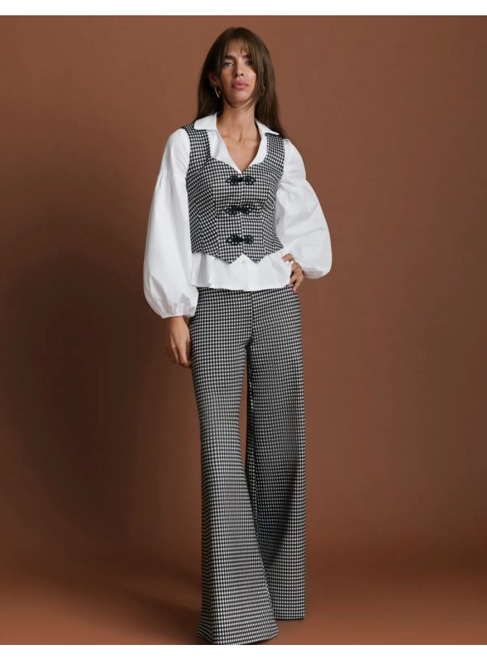 Pantalon long à taille haute en jersey uni