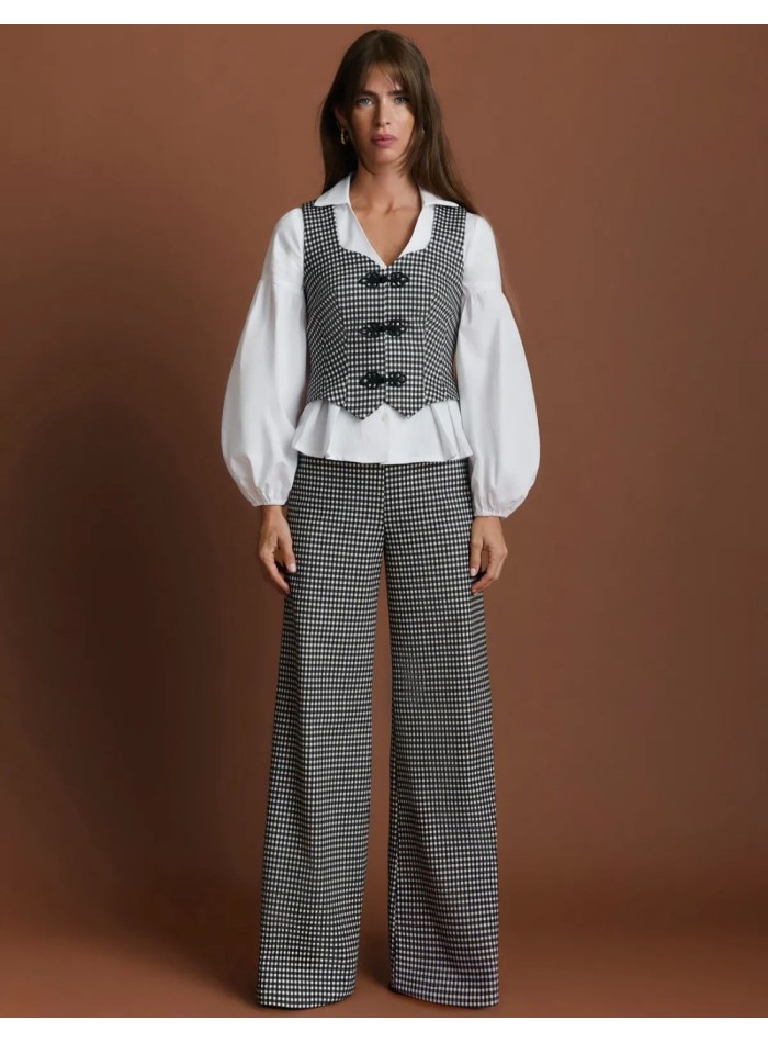 Pantalon long à taille haute en jersey uni