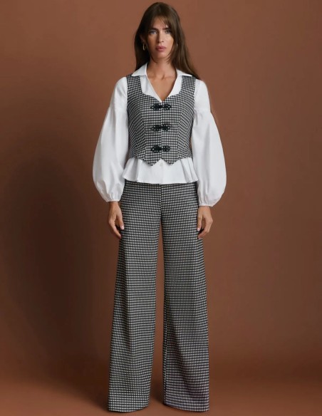 Pantalon long à taille haute en jersey uni