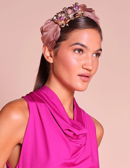 Headband for a wedding guest with stones and feathers