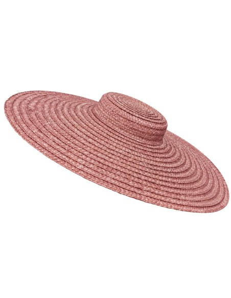 Coiffe en raphia à ailette asymétrique et calotte tressée