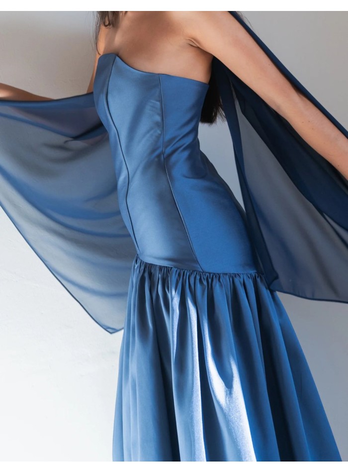 Robe midi cintrée en mikado avec corset