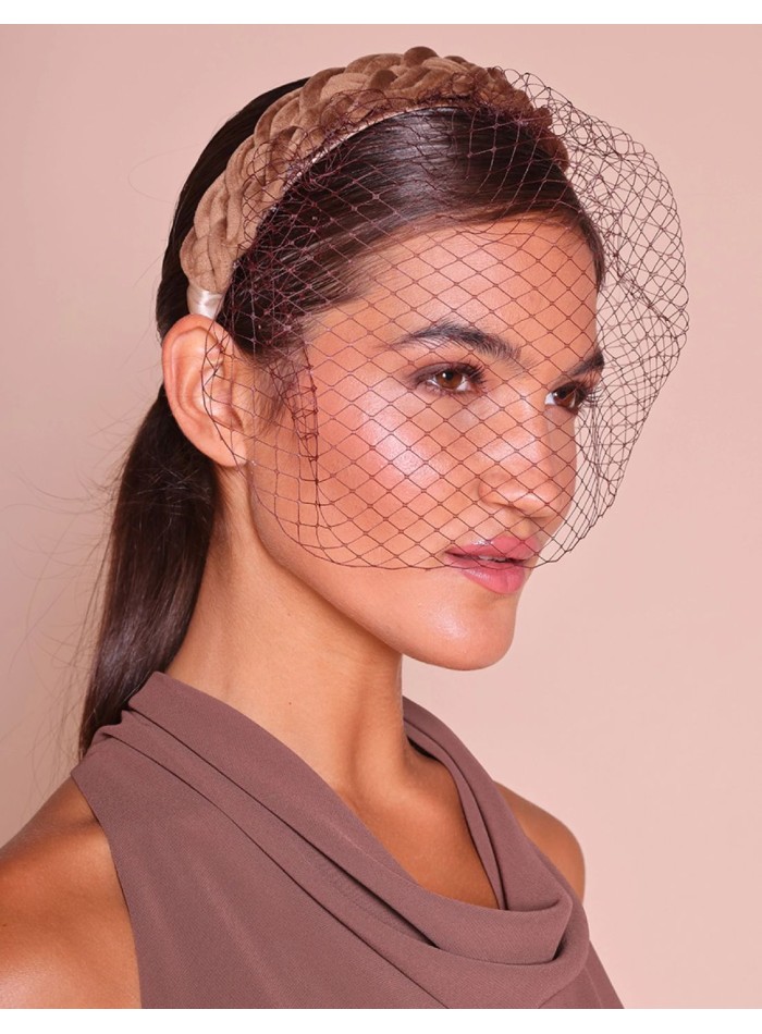 Bandeau tressé en velours avec filet