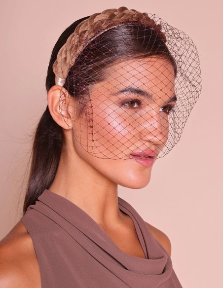 Bandeau tressé en velours avec filet