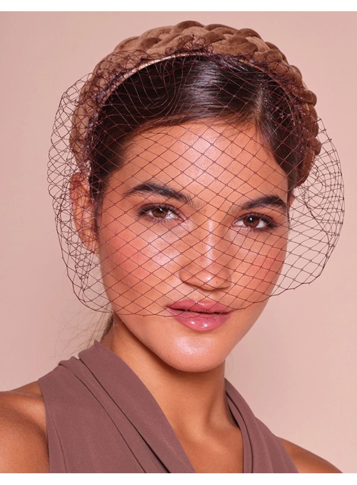 Bandeau tressé en velours avec filet