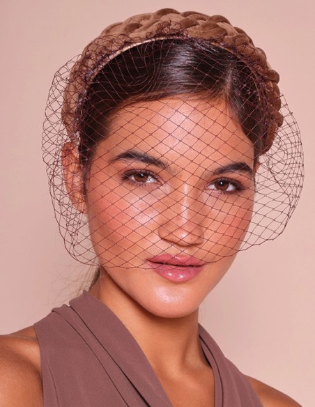Bandeau tressé en velours avec filet