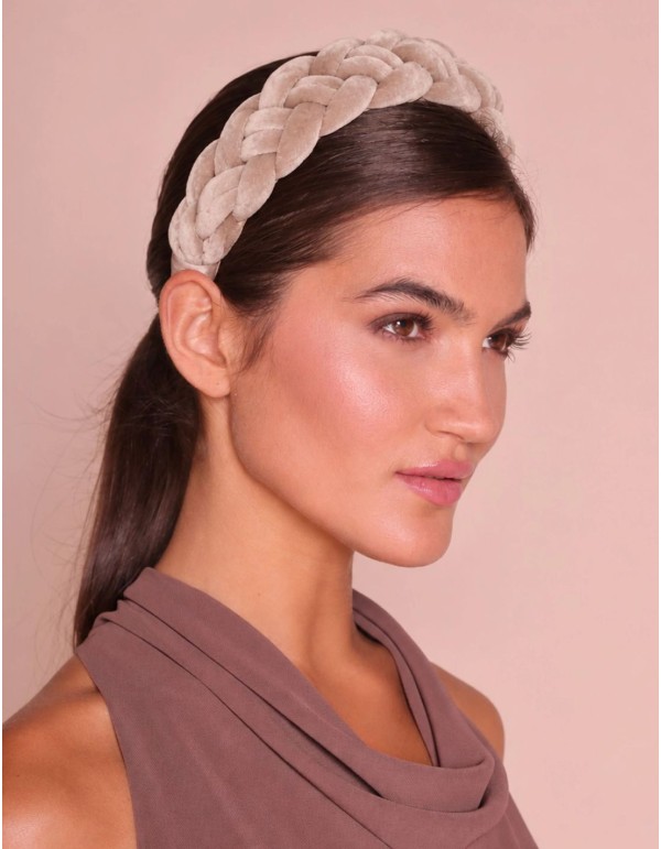 Bandeau tressé en velours pour invitée