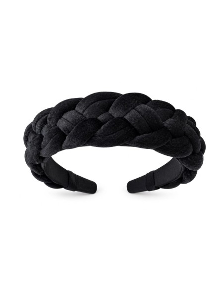 Braided velvet headband for a wedding guest