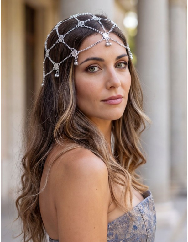 Silver headpiece with crystals for a guest