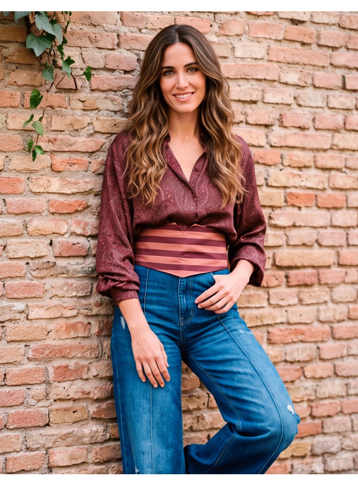 Ceinture réversible pour femme, 100 % coton, fabriquée en Italie