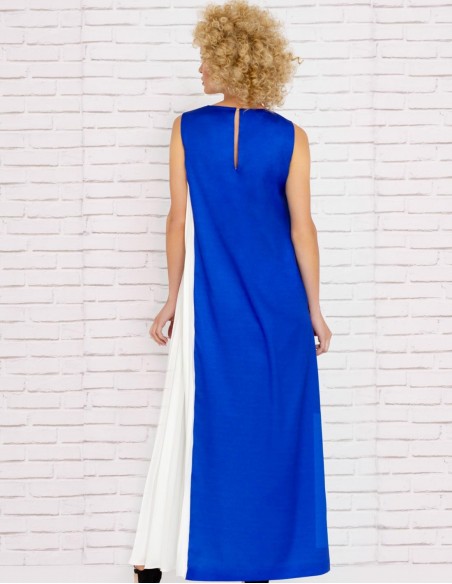 Long round neck bicoloured party dress at INVITADISIMA by Nuribel Collection