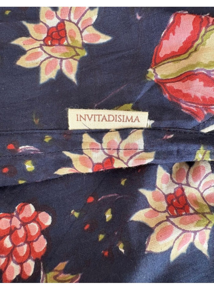 Navy blue women's pajamas with a print