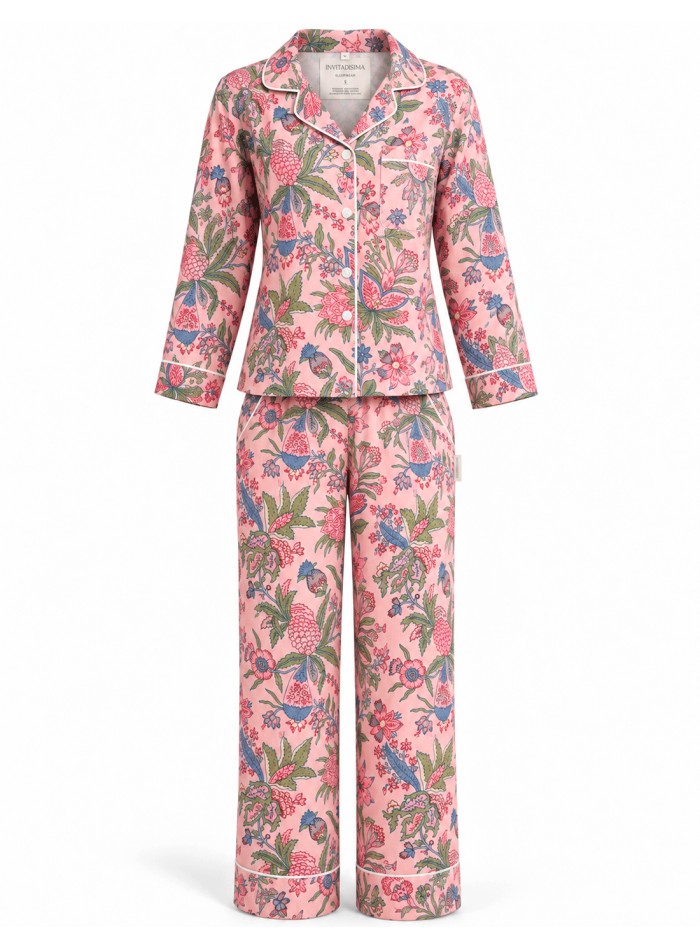 Pijama estampado floral rosa para mujer