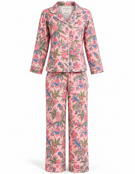 Pink floral-print pajamas for women