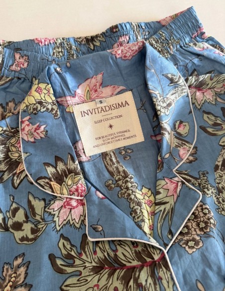 Pijama 100% algodón azul claro estampado