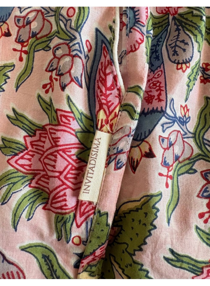Pink cotton pyjamas with a floral print
