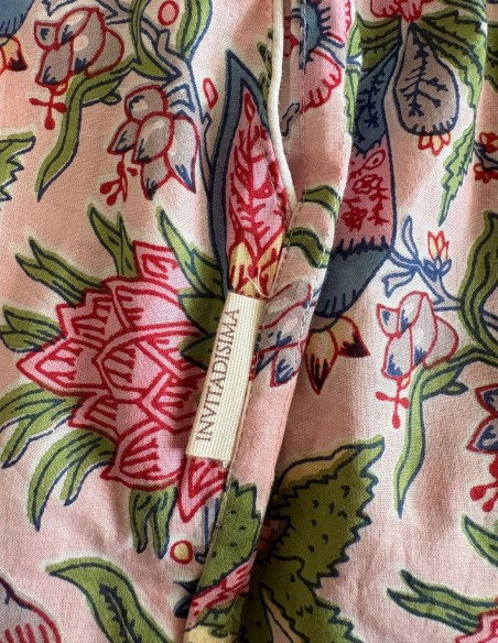 Pink cotton pyjamas with a floral print